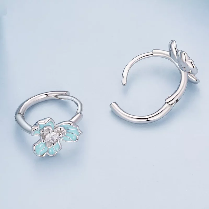 (imagen para) Aros de estilo Pandora con iris azul - BSE843 - Ver 4