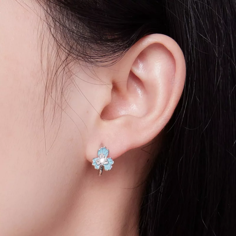 (imagen para) Aros de estilo Pandora con iris azul - BSE843 - Ver 6