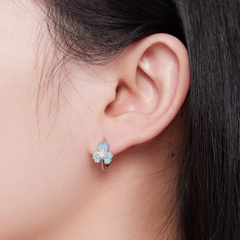 (imagen para) Aros de estilo Pandora con iris azul - BSE843 - Ver 7