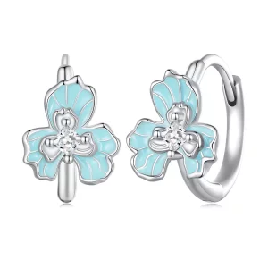 (imagen para) Aros de estilo Pandora con iris azul - BSE843