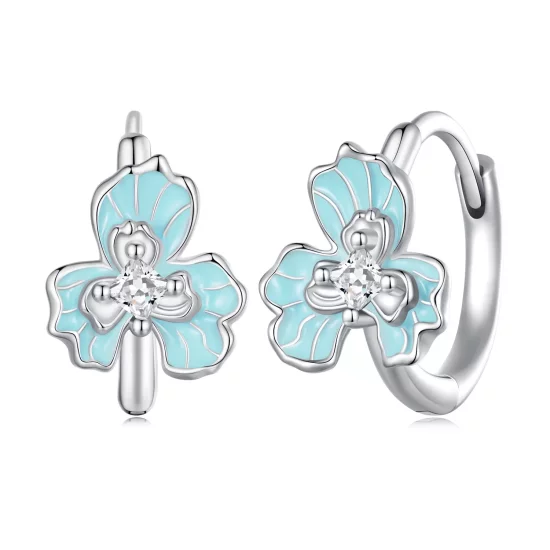 (imagen para) Aros de estilo Pandora con iris azul - BSE843