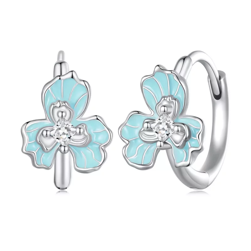 (imagen para) Aros de estilo Pandora con iris azul - BSE843