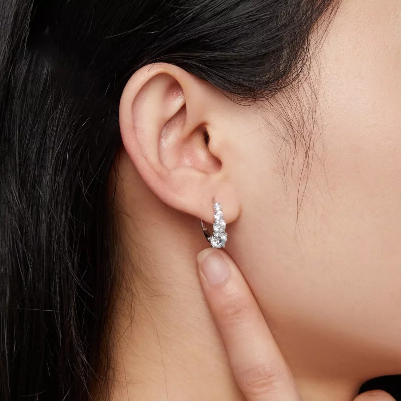 (imagen para) Aros de estilo Pandora con Moissanita - MSE023 - Ver 5
