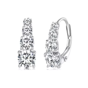 Aros de estilo Pandora con Moissanita - MSE023 (imagen para) Aros de estilo Pandora con Moissanita - MSE023