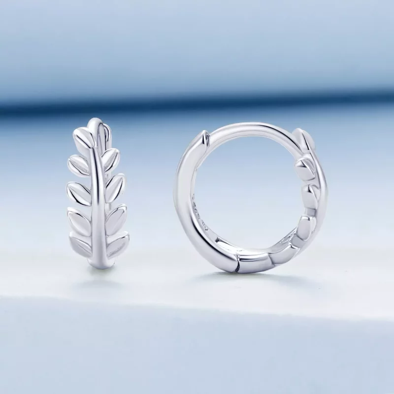 (imagen para) Aros de hojas al estilo Pandora - BSE500-A - Ver 2