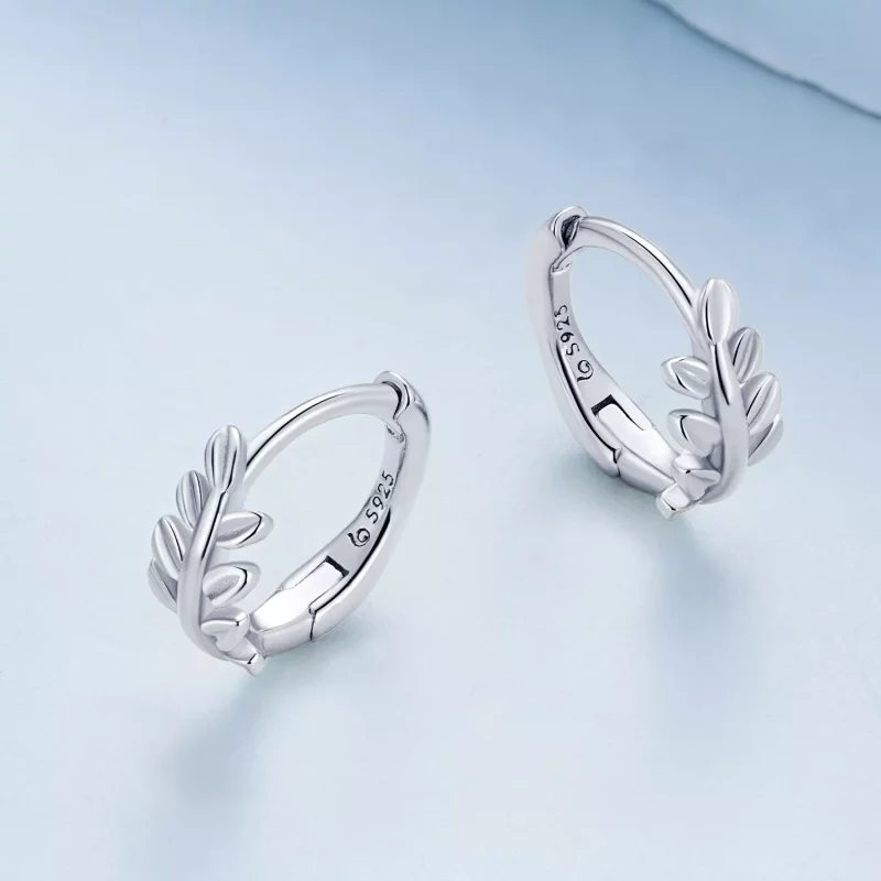 (imagen para) Aros de hojas al estilo Pandora - BSE500-A - Ver 3