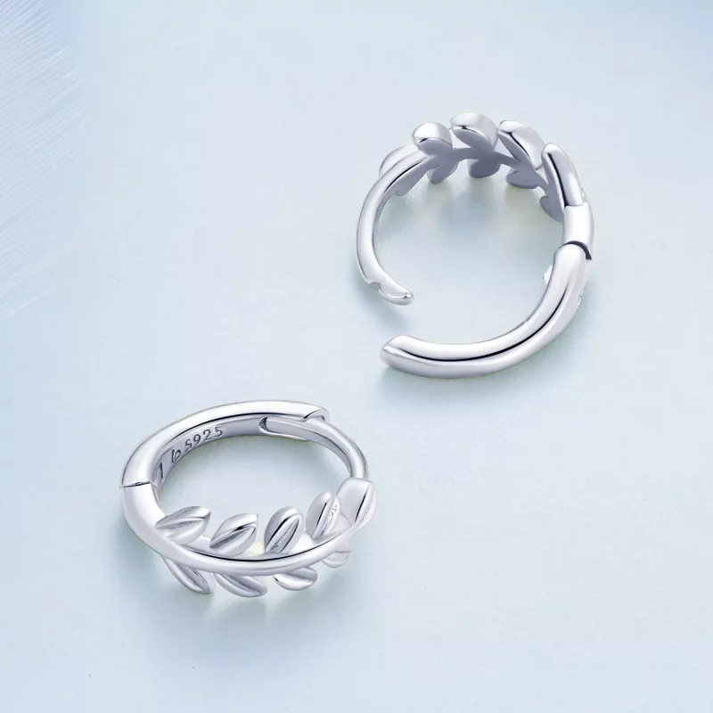 (imagen para) Aros de hojas al estilo Pandora - BSE500-A - Ver 4