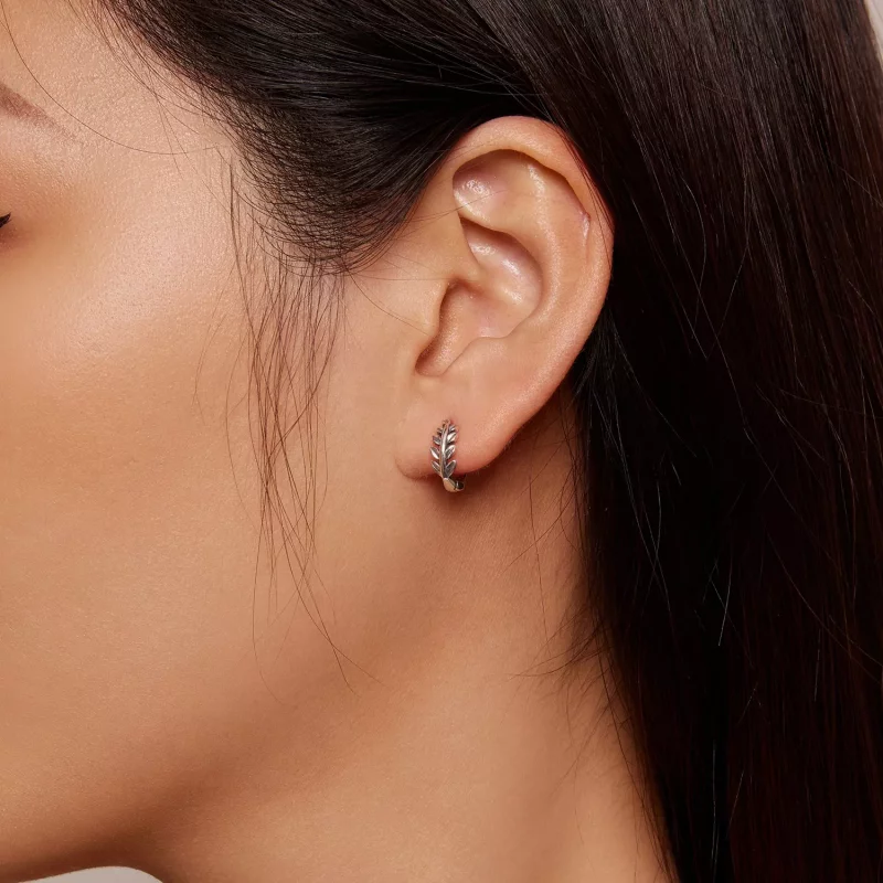 (imagen para) Aros de hojas al estilo Pandora - BSE500-A - Ver 5
