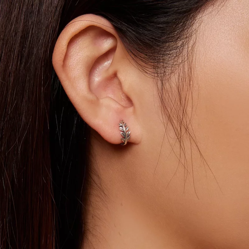 (imagen para) Aros de hojas al estilo Pandora - BSE500-A - Ver 7