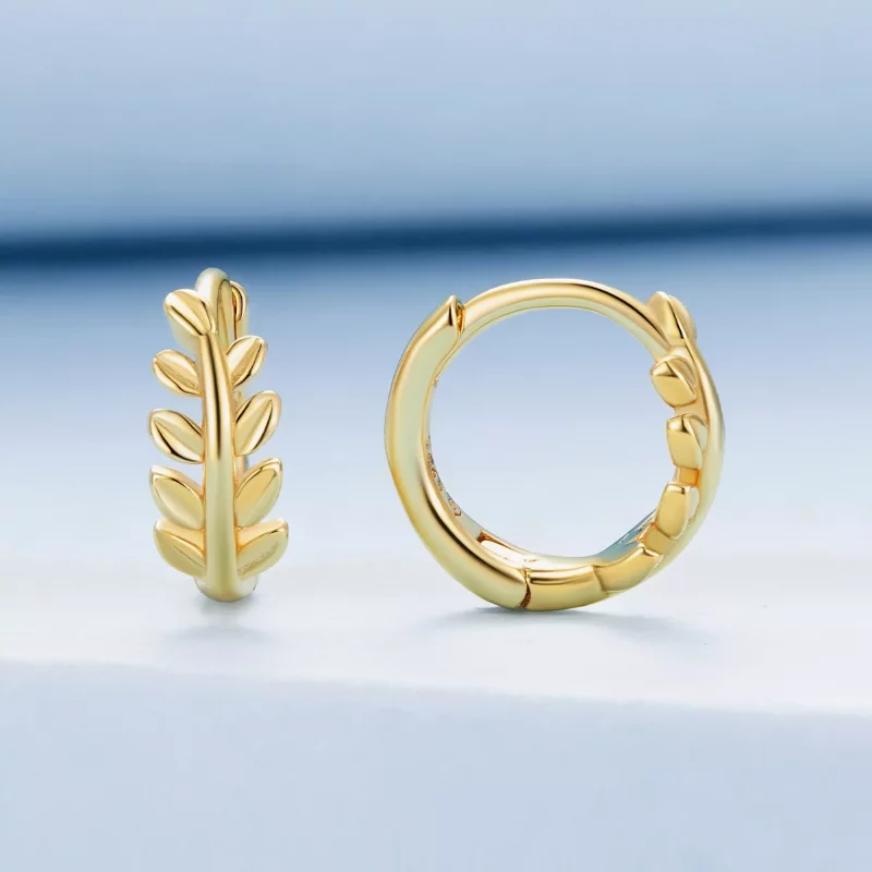 (imagen para) Aros de hojas estilo Pandora - BSE500-B - Ver 2
