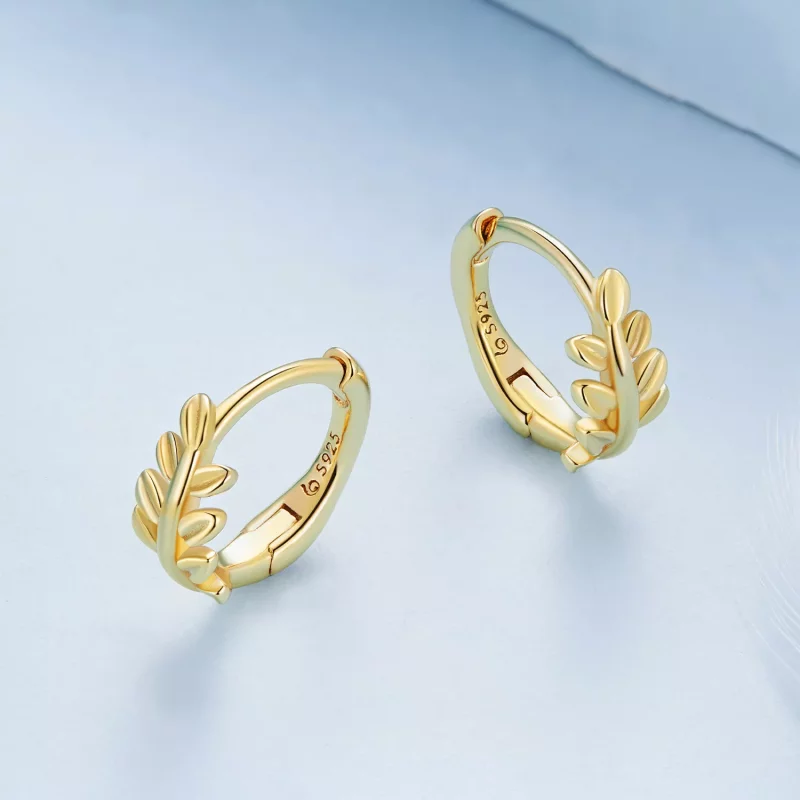 (imagen para) Aros de hojas estilo Pandora - BSE500-B - Ver 3