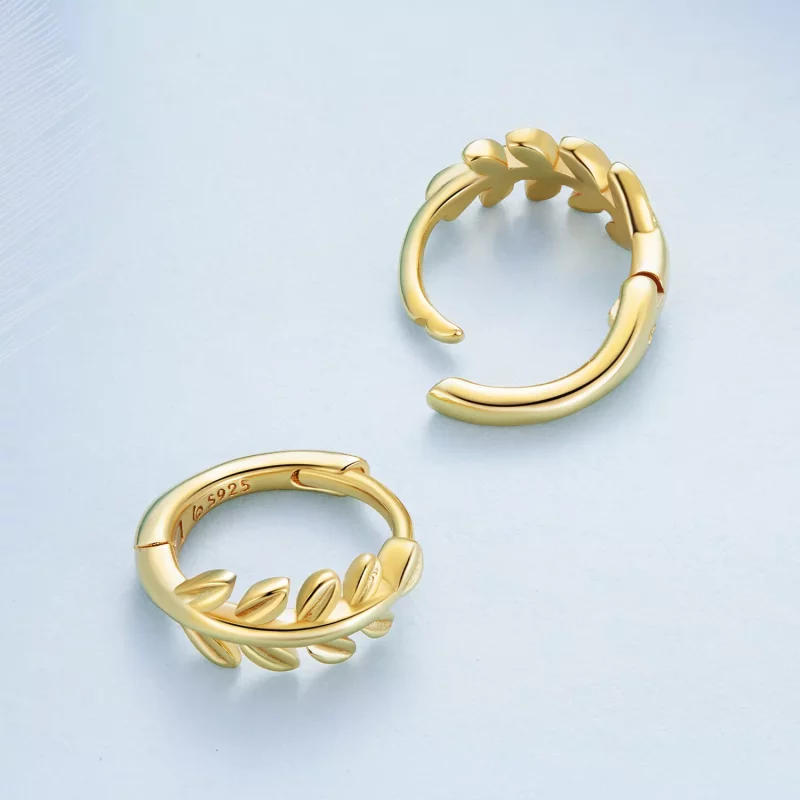 (imagen para) Aros de hojas estilo Pandora - BSE500-B - Ver 4