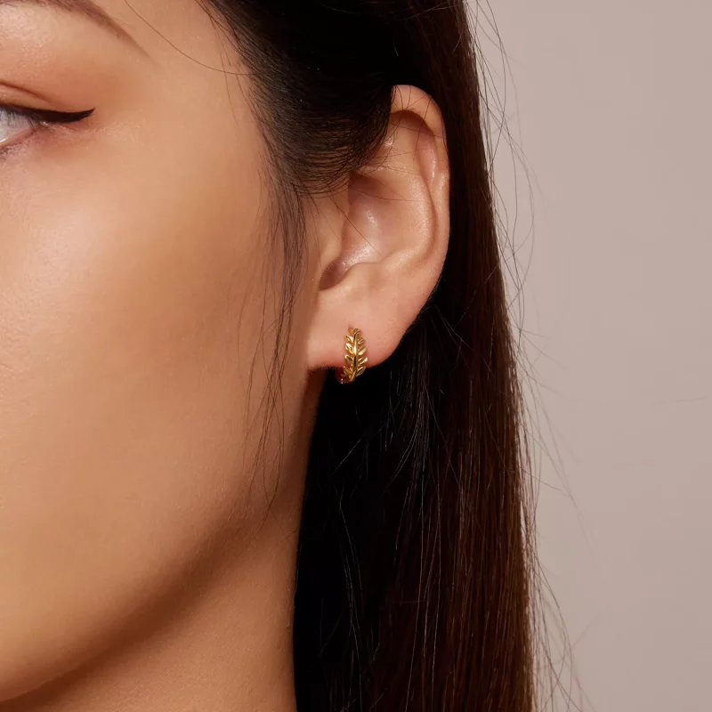 (imagen para) Aros de hojas estilo Pandora - BSE500-B - Ver 5