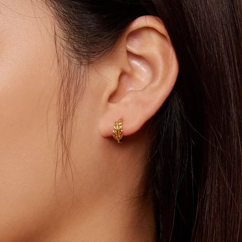 (imagen para) Aros de hojas estilo Pandora - BSE500-B - Ver 6