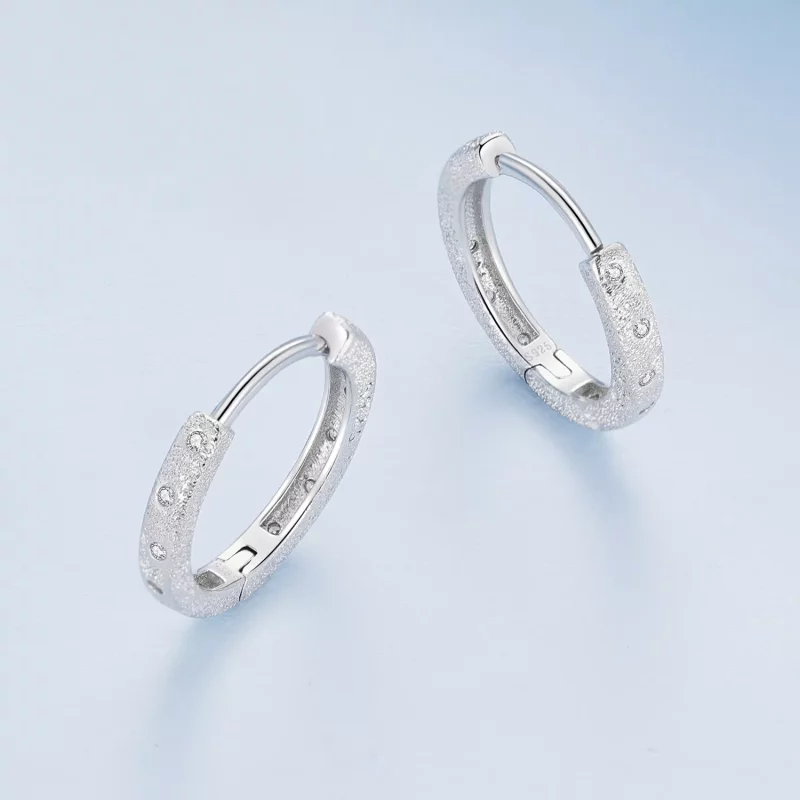 (imagen para) Aros geométricos estilo Pandora con destellos - BSE848 - Ver 3