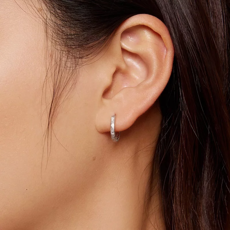 (imagen para) Aros geométricos estilo Pandora con destellos - BSE848 - Ver 5