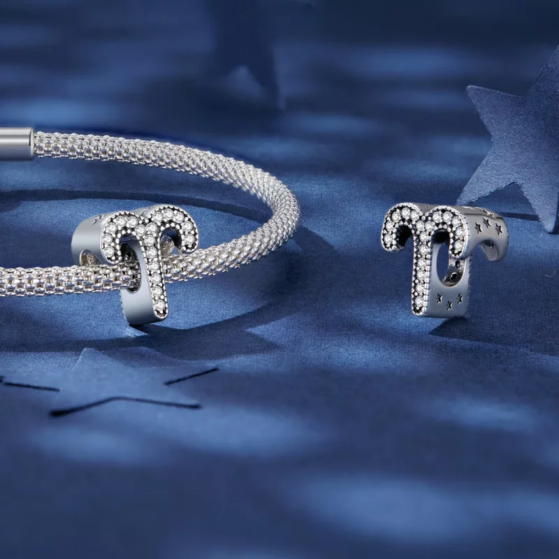 (imagen para) Charm del signo zodiacal de Aries con suerte - Estilo Pandora - SCC2516-1 - Ver 4