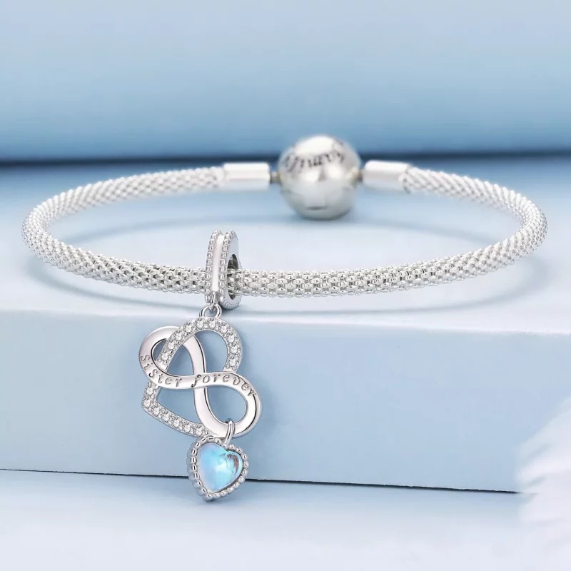 (imagen para) Colgante de corazón estilo Pandora para hermanas - BSC860 - Ver 3