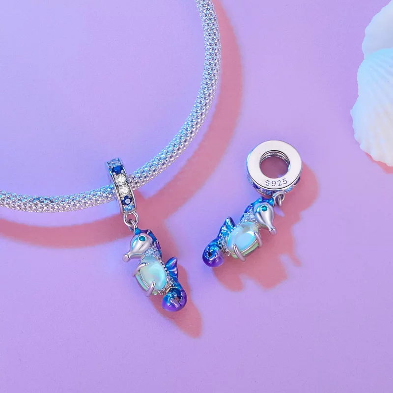 (imagen para) Colgante encantador de estilo Pandora con un exquisito caballito de mar - BSC850 - Ver 4