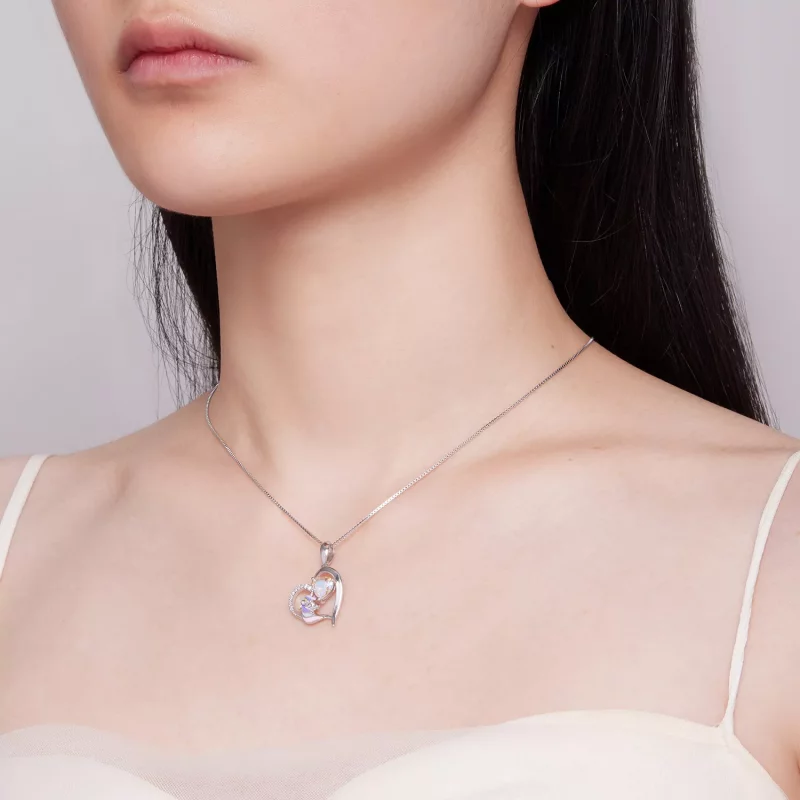(imagen para) Collar de estilo Pandora con delicado corazón de unicornio - BSN328 - Ver 5