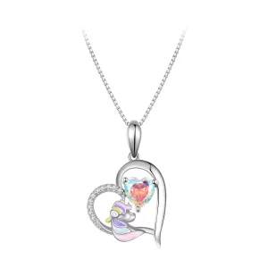 (imagen para) Collar de estilo Pandora con delicado corazón de unicornio - BSN328