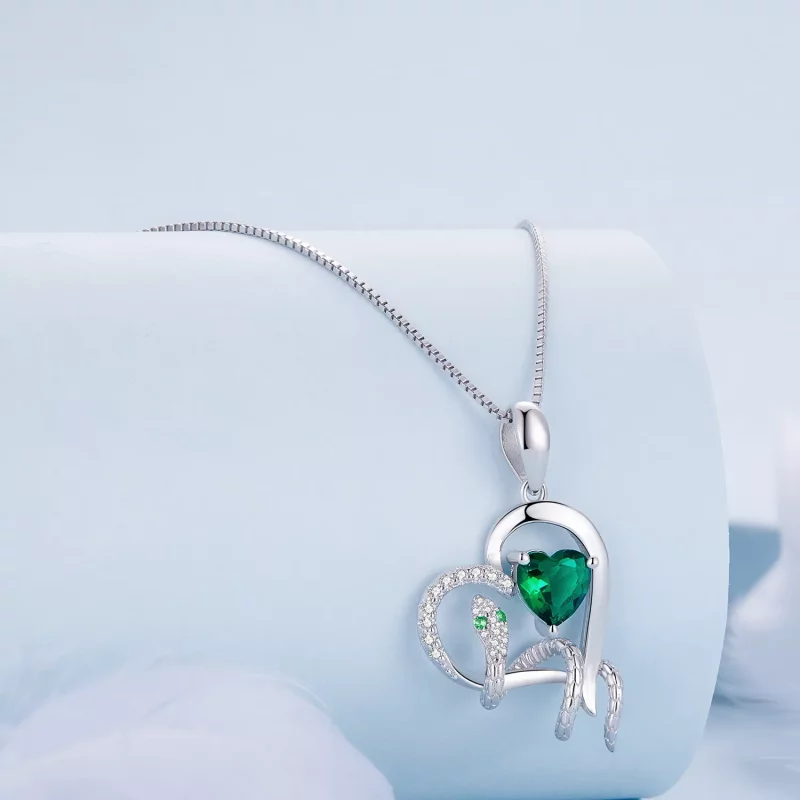 (imagen para) Collar estilo Pandora con exquisita serpiente en forma de corazón - BSN327 - Ver 2