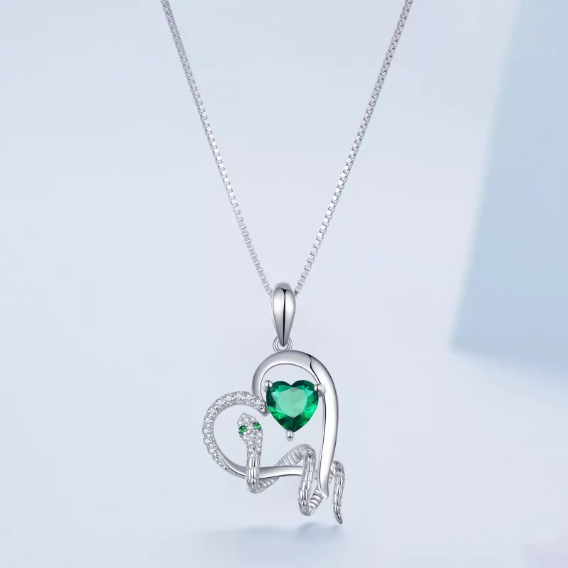 (imagen para) Collar estilo Pandora con exquisita serpiente en forma de corazón - BSN327 - Ver 3
