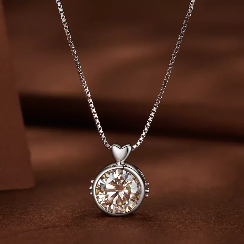 (imagen para) Collar estilo Pandora con Moissanite de 1 quilate - MSN013 - Ver 3