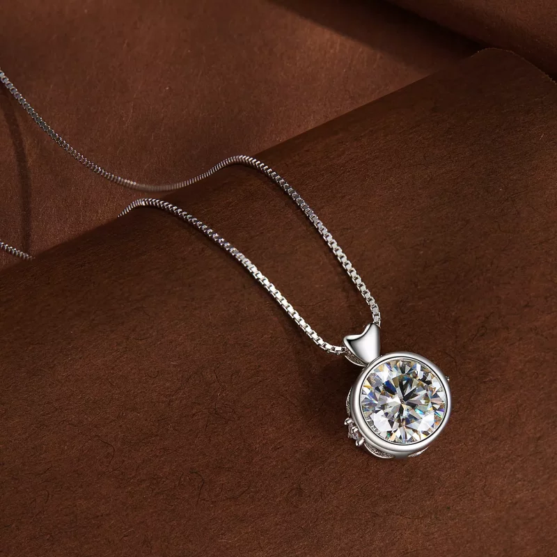 (imagen para) Collar estilo Pandora con Moissanite de 1 quilate - MSN013 - Ver 4