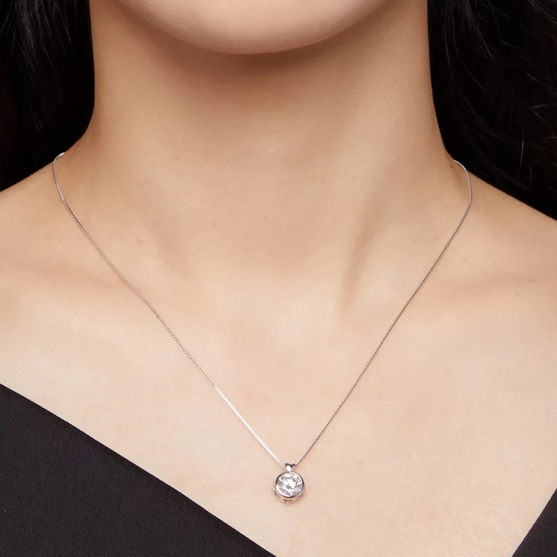 (imagen para) Collar estilo Pandora con Moissanite de 1 quilate - MSN013 - Ver 5