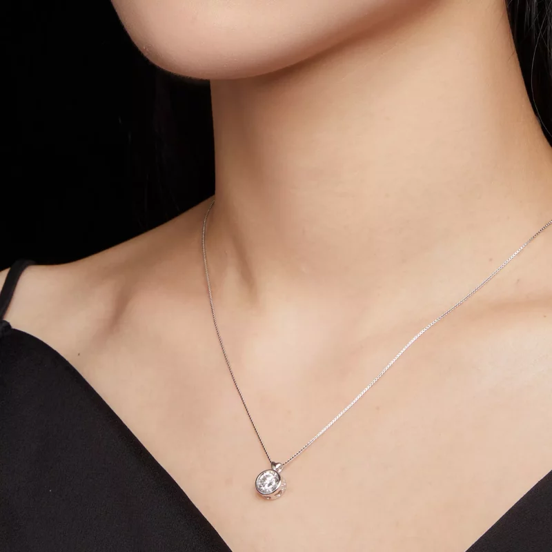 (imagen para) Collar estilo Pandora con Moissanite de 1 quilate - MSN013 - Ver 6