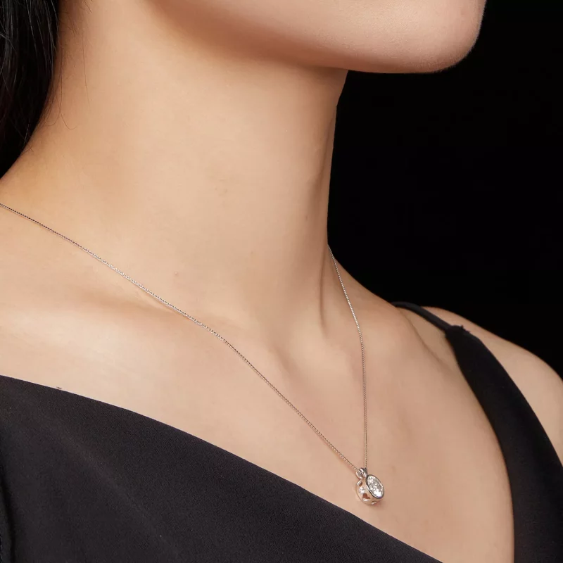 (imagen para) Collar estilo Pandora con Moissanite de 1 quilate - MSN013 - Ver 7