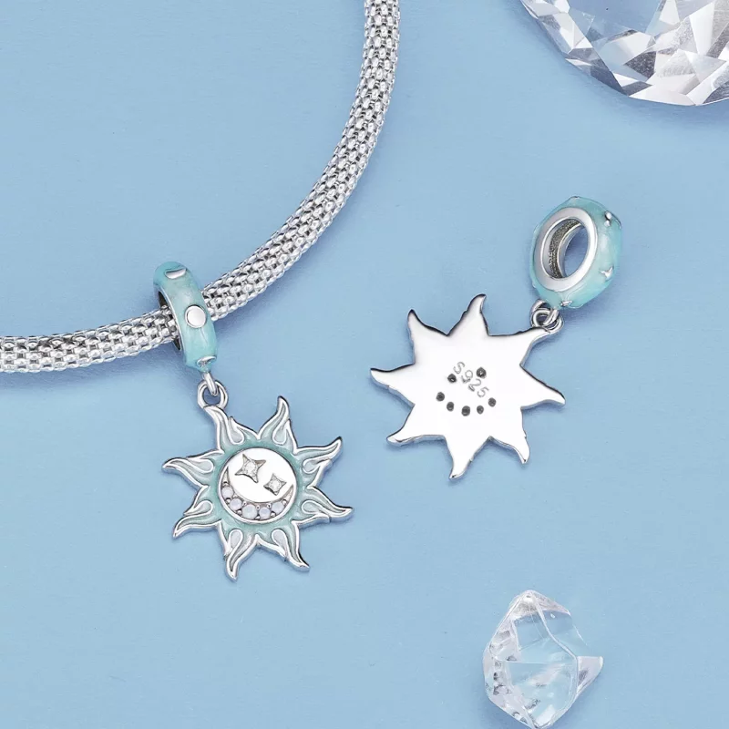 (imagen para) Encanto colgante estilo Pandora de sol y luna - BSC855 - Ver 4