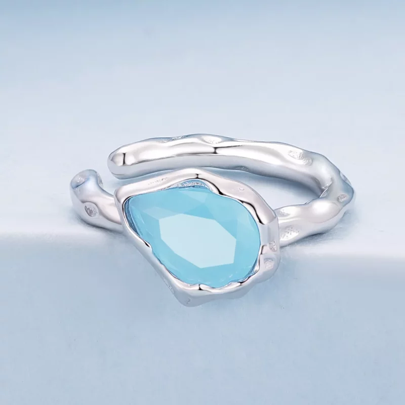 (imagen para) Estilo de Pandora - Pendiente de clip en forma de gota de agua azul - BSE846 - Ver 2