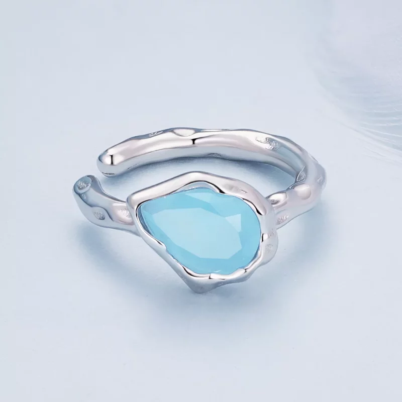(imagen para) Estilo de Pandora - Pendiente de clip en forma de gota de agua azul - BSE846 - Ver 3