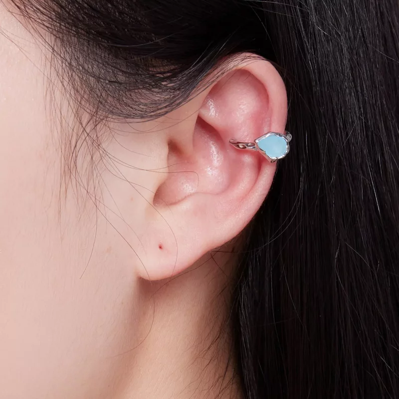 (imagen para) Estilo de Pandora - Pendiente de clip en forma de gota de agua azul - BSE846 - Ver 5