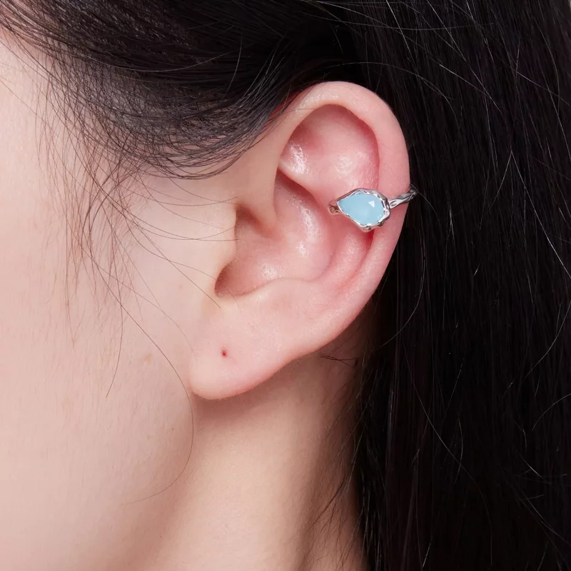 (imagen para) Estilo de Pandora - Pendiente de clip en forma de gota de agua azul - BSE846 - Ver 6