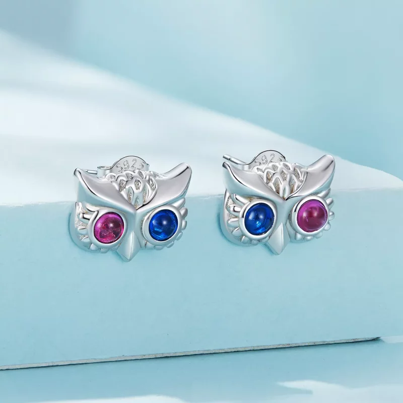 (imagen para) Estilo de Pandora Pendientes de Estudio de Búho - SCE1602 - Ver 2