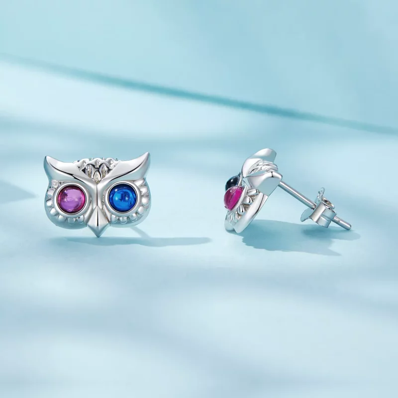 (imagen para) Estilo de Pandora Pendientes de Estudio de Búho - SCE1602 - Ver 3