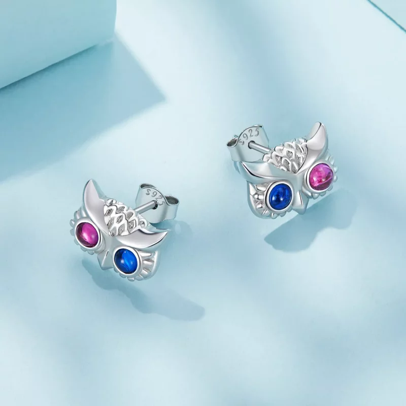 (imagen para) Estilo de Pandora Pendientes de Estudio de Búho - SCE1602 - Ver 4