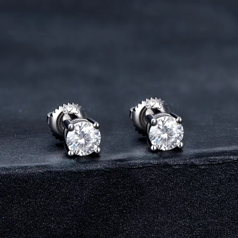 (imagen para) Estilo Pandora 0.5 Quilate Pendientes de Estudio de Moissanita de Cuatro Garras - Ver 2