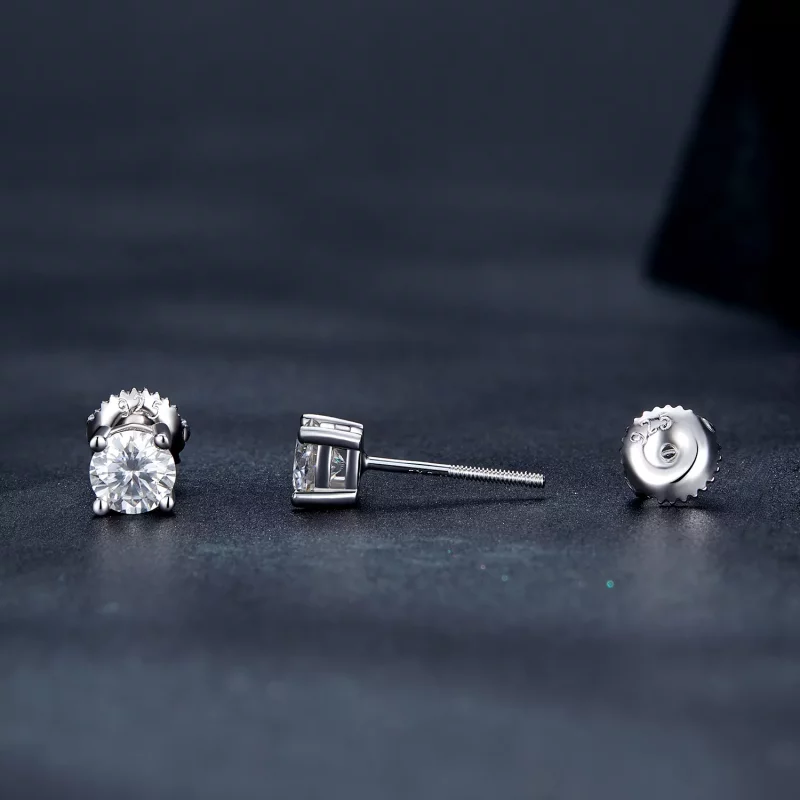 (imagen para) Estilo Pandora 0.5 Quilate Pendientes de Estudio de Moissanita de Cuatro Garras - Ver 3