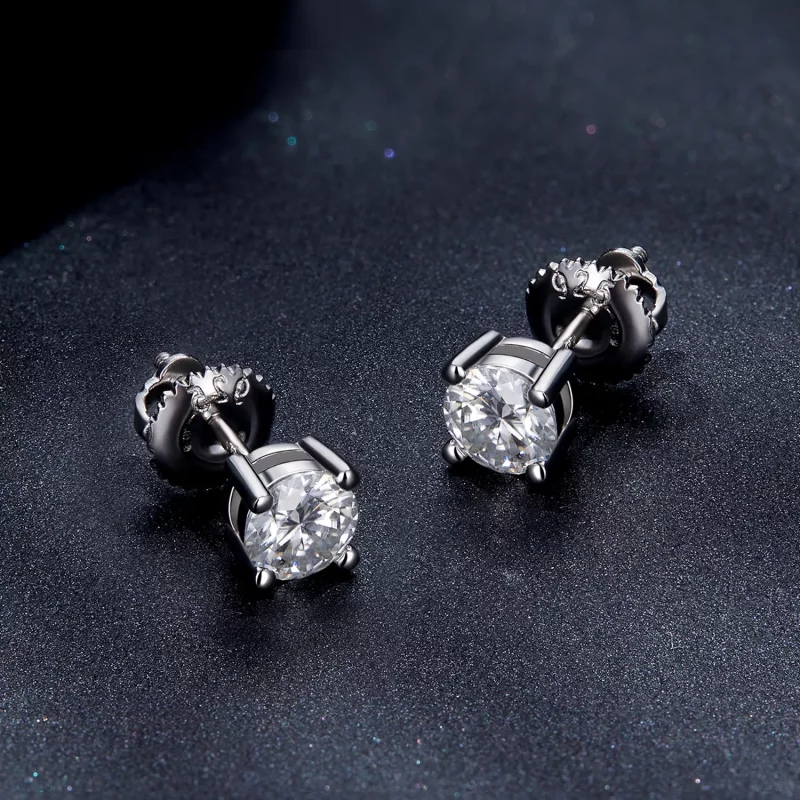 (imagen para) Estilo Pandora 0.5 Quilate Pendientes de Estudio de Moissanita de Cuatro Garras - Ver 4