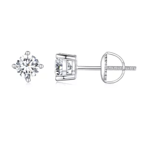 (imagen para) Estilo Pandora 0.5 Quilate Pendientes de Estudio de Moissanita de Cuatro Garras - MSE003-S