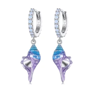 (imagen para) Estilo Pandora Dream Conch Aros Pendientes - BSE841