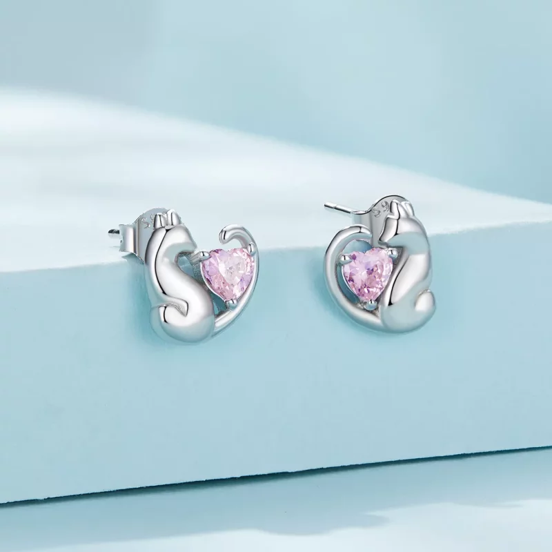 (imagen para) Estilo Pandora Los Pendientes de Gato - SCE1591-A - Ver 2