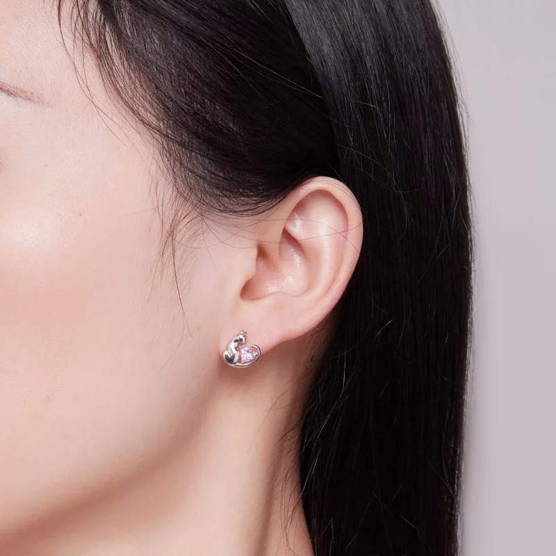 (imagen para) Estilo Pandora Los Pendientes de Gato - SCE1591-A - Ver 6