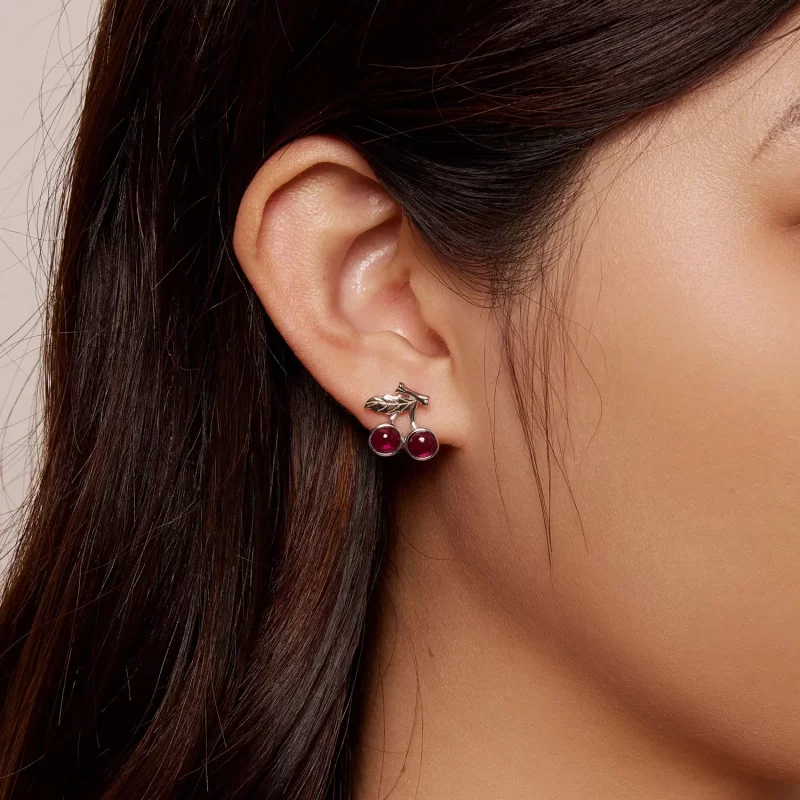 (imagen para) Estilo Pandora Pendientes de Botón de Cereza - SCE1604 - Ver 5