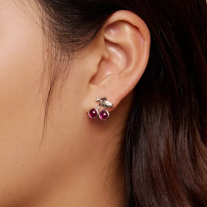 (imagen para) Estilo Pandora Pendientes de Botón de Cereza - SCE1604 - Ver 7