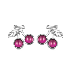 (imagen para) Estilo Pandora Pendientes de Botón de Cereza - SCE1604